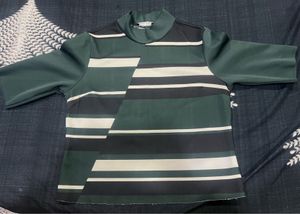 Zara Striped Mock Neck Top