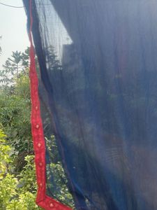 Elegant Navy Blue Dupatta with Red Border