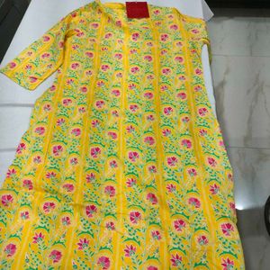 Yellow Floral Print Kurta
