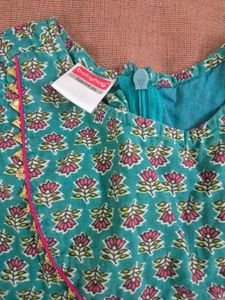 Girls' Teal Floral Print Dress