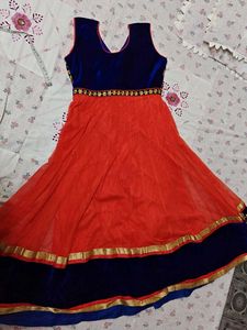 velvet and net anarkali kurti