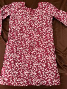Maroon Floral Print Kurta