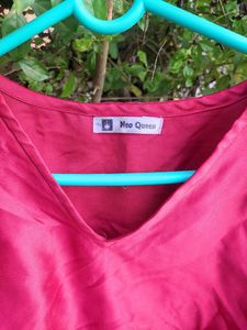 red satin crop top