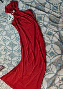Elegant Red Halter Neck Maxi Dress