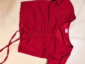 Chic Red Bell Sleeve Crop Top