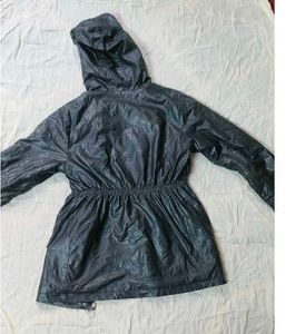 Black Faux Leather Parka with Pink Fur Trim