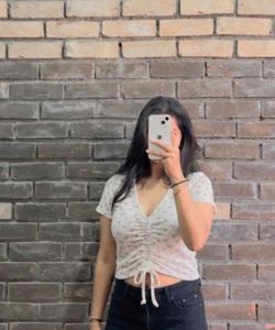 Cute Ruched Floral Crop Top