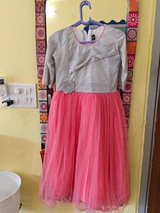 Girls' Party Dress - Pink & Grey