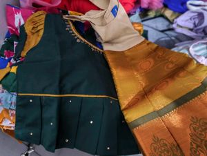 Set of 2 baby frocks and 1 pattu pavada