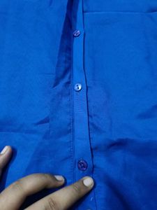 Shein Blue Sleeveless Collared Shirt