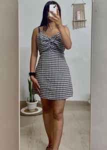 Black & White Gingham Bow Dress