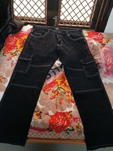 Black Cargo Denim Jeans