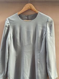 Elegant Light Blue Long Sleeve Dress