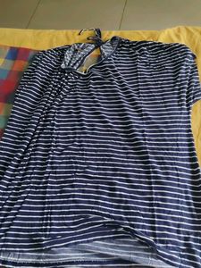 Navy & White Striped Casual Top