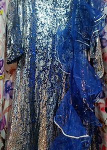(fix Price)💙🤍Fish Cut Heavy Sequence Work Gown
