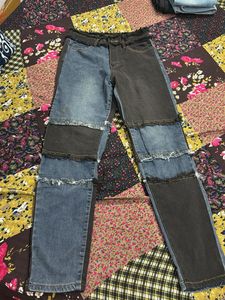 Unique Color Block Denim Jeans