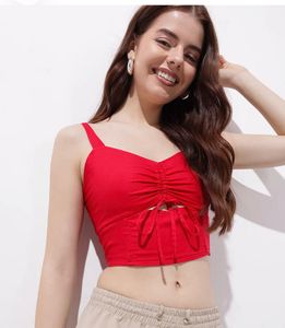 Stylish Red Ruched Crop Top
