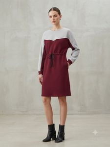 Colorblock Drawstring Dress
