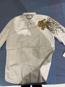 white tiger printed shirt