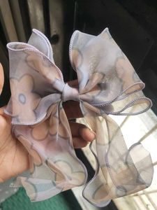 Sheer Floral Bow Hair Clip