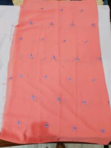 🇳🇿💫🎀Peach Georgette Embroidered Unstitched