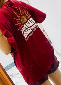 Maroon oversized Graphic T-Shirt