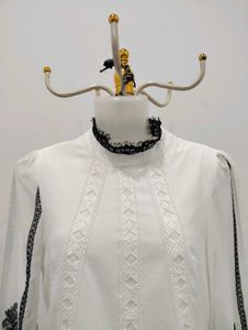 Elegant White Lace Trim Blouse