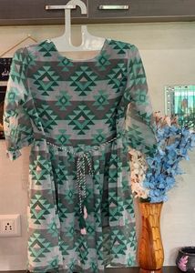 Embellished Geometric Print Kurta
