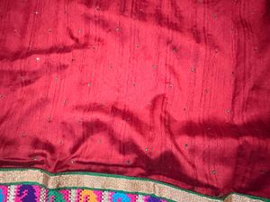 Stunning Red Silk Saree with Colorful Border
