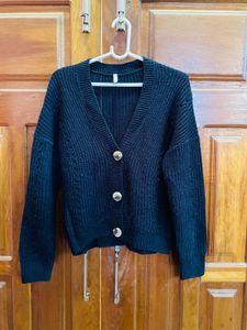 Black Chunky Knit Cardigan