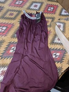 Burgundy Halter Neck party Dress