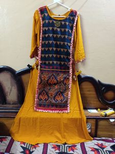Boho Chic Kurti With Ikat Inspired Apron Overlay