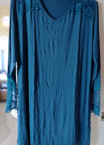 Lace Detail Teal Dress