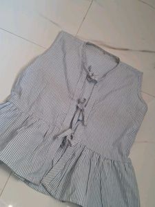 Striped Kurta with Tie-Up Neckline