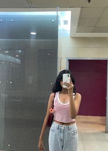 Red &amp; White Striped Tank Top
