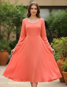 Chic Coral Midi Dress - Elegant & Versatile