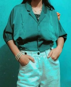 crop satin shirt