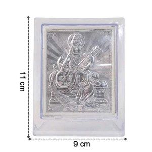 Elegant 999 Silver Saraswati Maa Photo Stand Frame