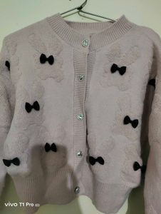 Cute Pink Teddy Bear Cardigan