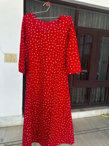 Red Bandhani Print Kurta length 44 inches