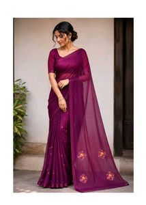Brand new Elegant Purple Embroidered Saree