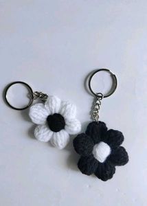 Handmade Crochet Flower Keychain (Set of 2)