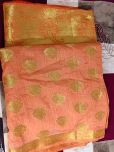 Elegant mustard Saree with Gold Motifs