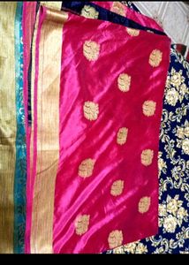 Pink & Teal Silk Saree.  e 🥰