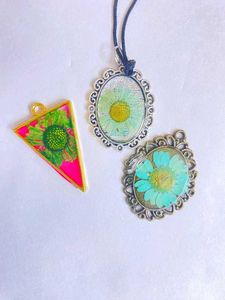 Handmade Floral Resin Pendants