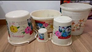 Vintage Flower Print Buckets Set