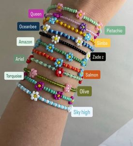 Colorful Beaded Flower Bracelets - pack of 3