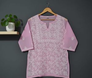 Elegant Pink handwork Chikankari Kurti