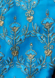 Elegant Sky Blue Embroidered kurti and lehenga set