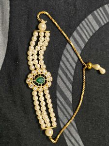 Pearl &amp; Stone Two Bracelets - Green and pink